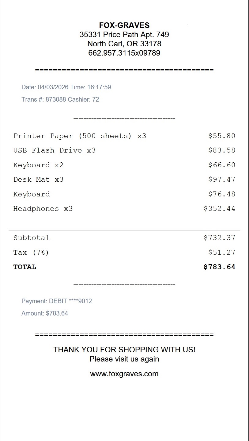 Clean receipt output